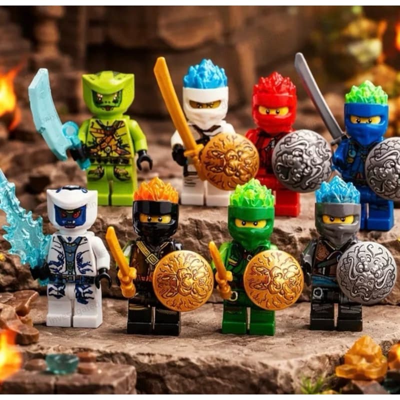 kit 8 bonecos Ninja ninjago Marvel blocos de montar compatível com a marca Lego