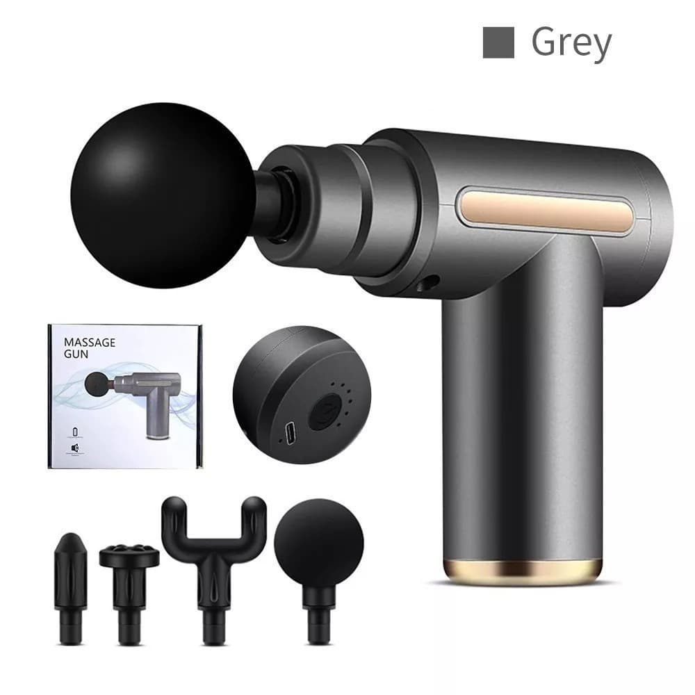 Massageador Muscular Elétrico Portátil Recarregável USB com 4 Ponteiras para Corpo
