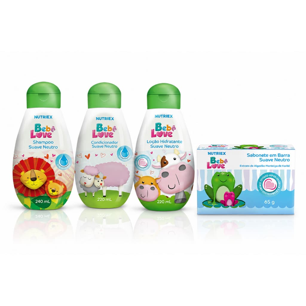Kit Bebê Love Nutriex Suave Neutro – Shampoo 240ml + Condicionador 220ml + Loção Hidratante 220ml + Sabonete 65g