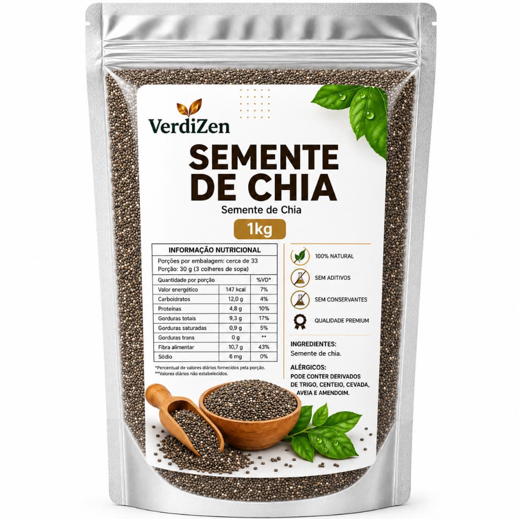 Semente de Chia 1kg Comercial Alimentação Saudável