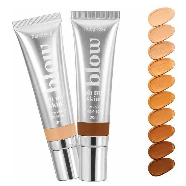 Base Líquida Oh My Skin Linha Blow Ruby Rose Cobertura Média Textura Leve