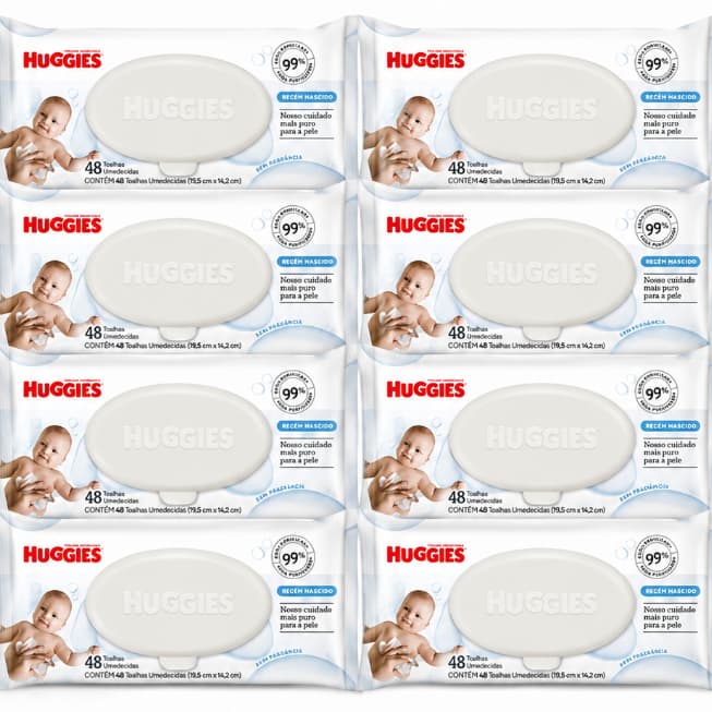 8x Huggies Premium Lenço Umedecido P/ Recém Nascido Toalhas