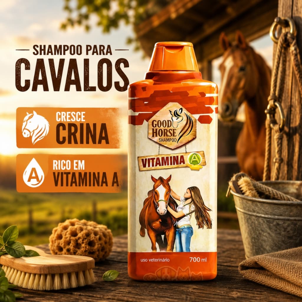 Shampoo para Cavalos Good Horse com Vitamina A 700ml Cresce Crina