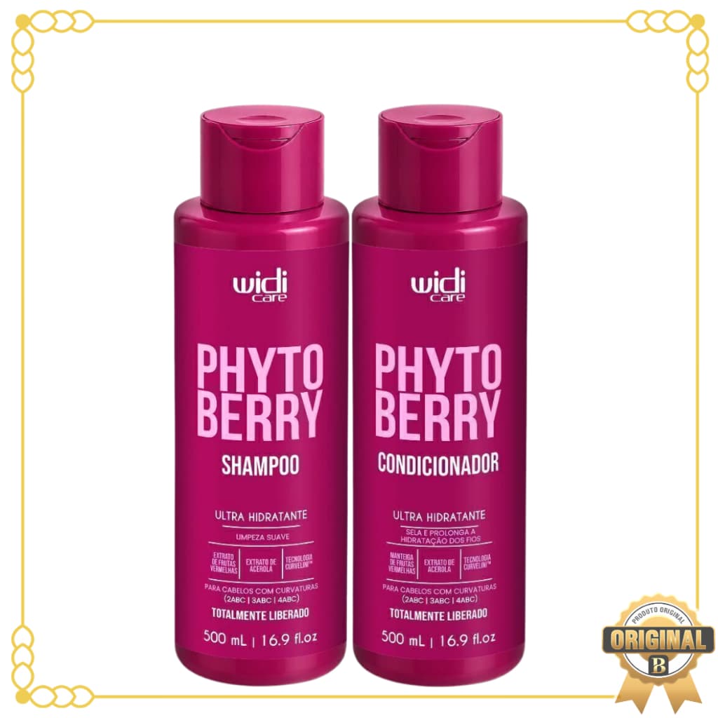 Kit Shampoo 500 ml e Condicionador 500 ml Ultra Hidratante PhytoBerry Widi Care