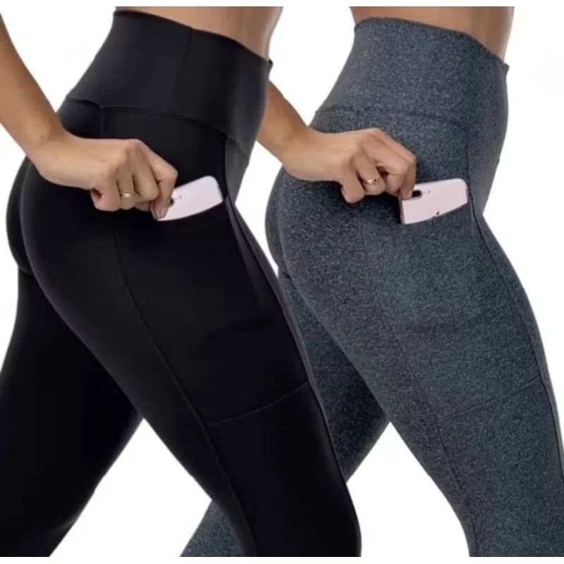 Calça Legging com Bolso Cintura Alta reforçada Zero Transparência Fitness