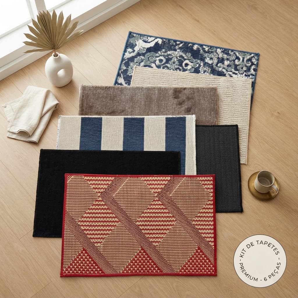 Tapete De Porta Sala Quarto Antiderrapante 75x50cm Estampado Aleatório Kit Avulso