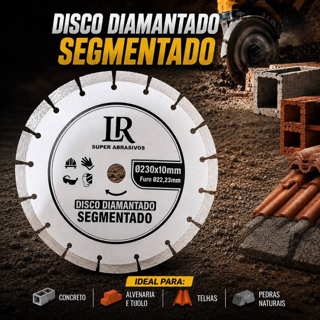 Disco De Corte 230x22,23mm 9 Pol Segmentado Diamantado Esmerilhadeira Concreto Alvenaria Tijolo Telhas