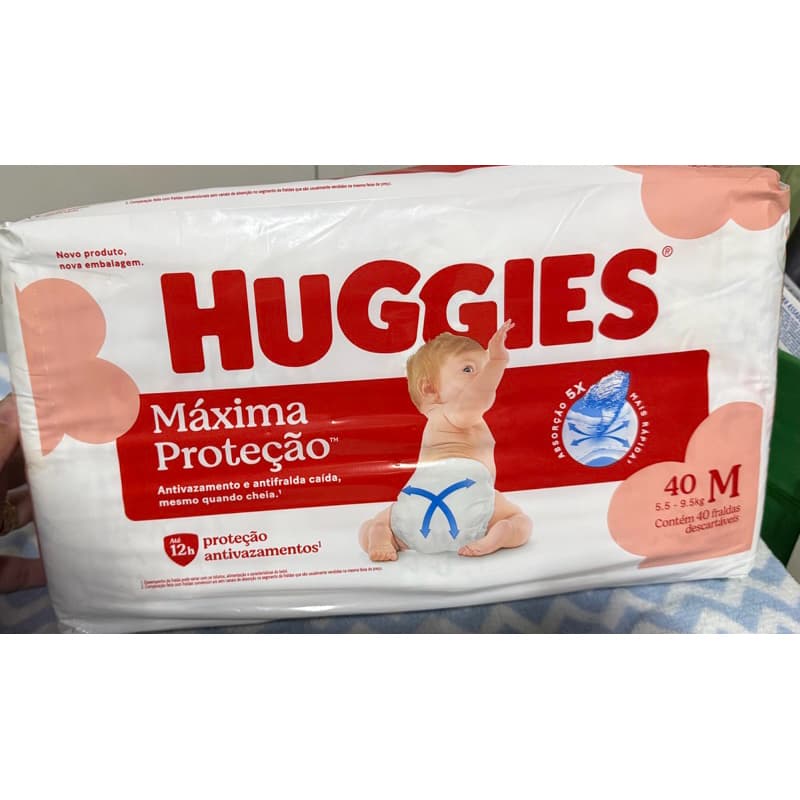Fralda Huggies Máxima proteção TAM. M 40 unidades
