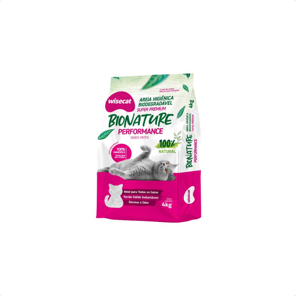 Areia Sanitária De Mandioca 4 Kg Bionature Performace Grãos Finos
