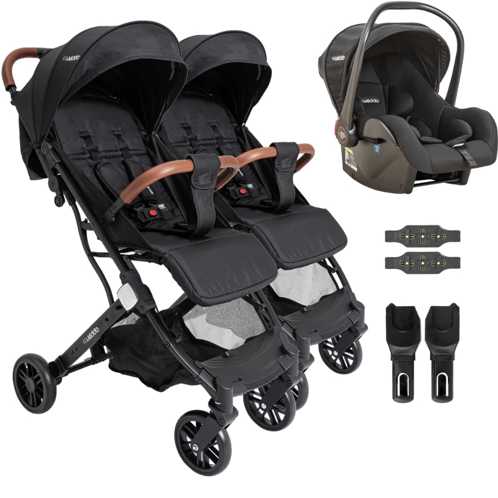 Carrinho para Gemeos com Bebe Conforto Kiddo Sprint III Preto
