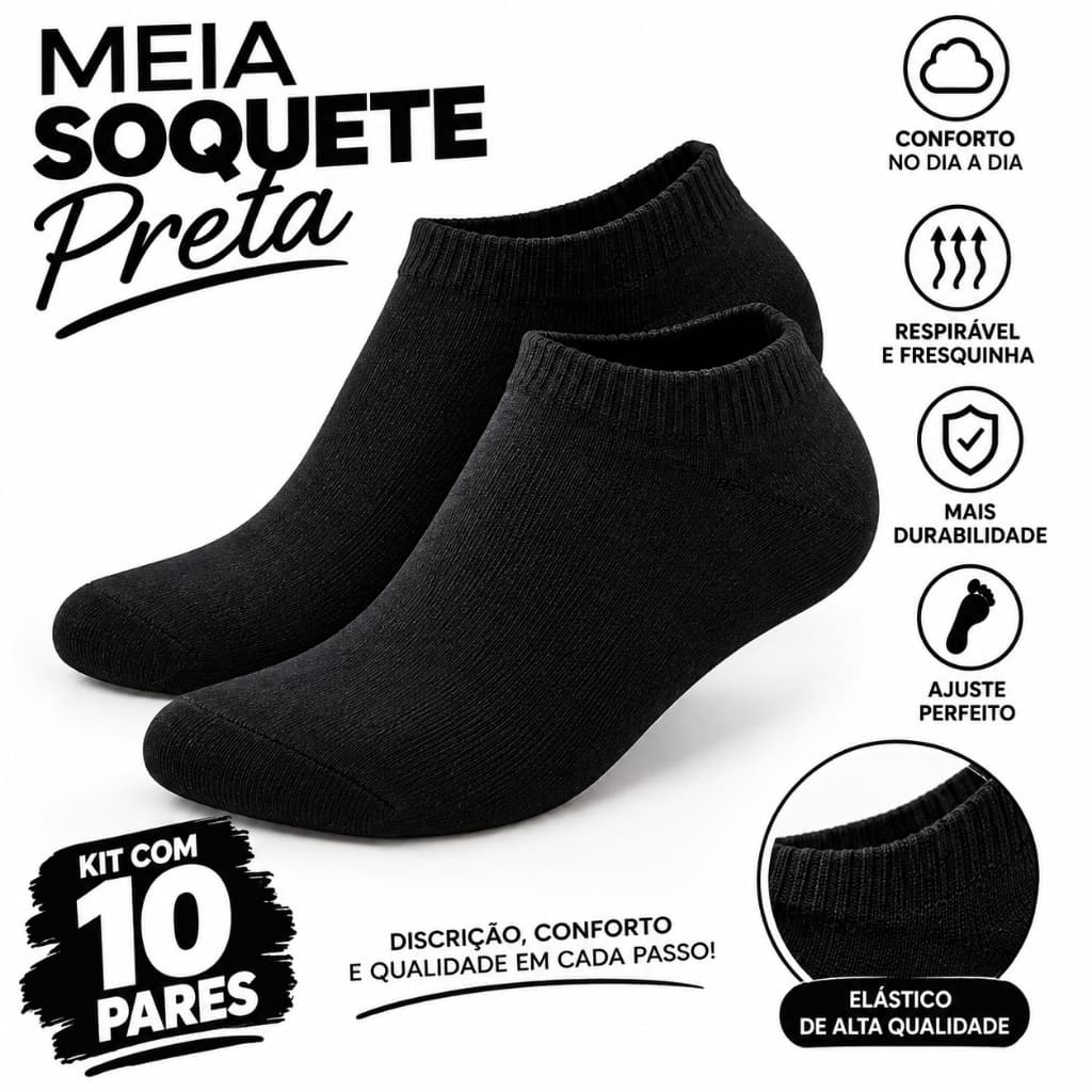 Kit 10 Pares De Meias unissex feminina masculina confortavel com elastano