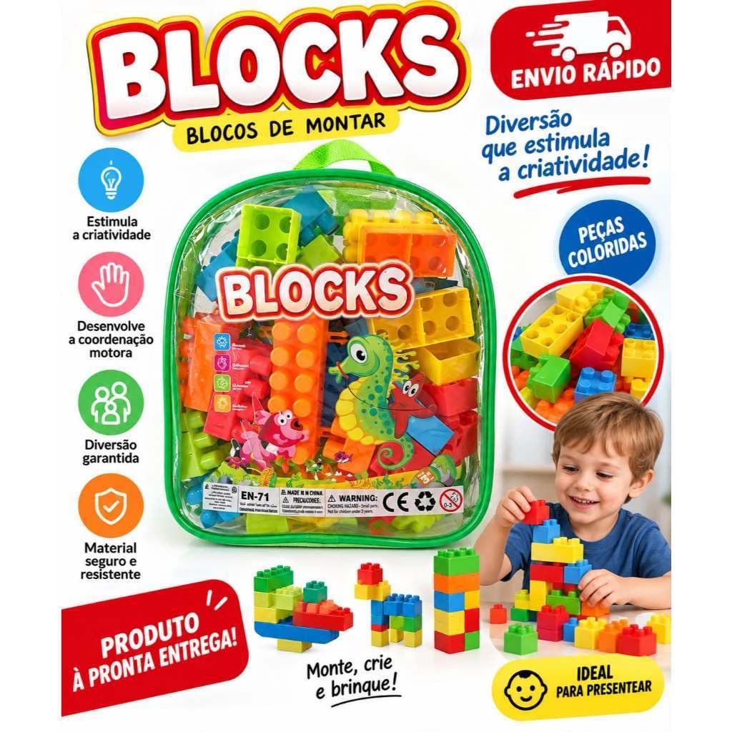 Lego Blocos De Montar Super Coloridos Carrinho + Rodinhas - educacional