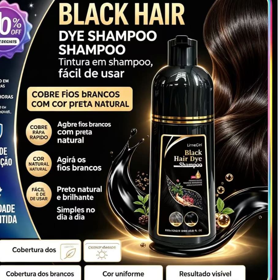 Shampoo Escurecimento Capilar Com Extrato He Shou Wu-Hidratante Profundo , Reparador 500ml