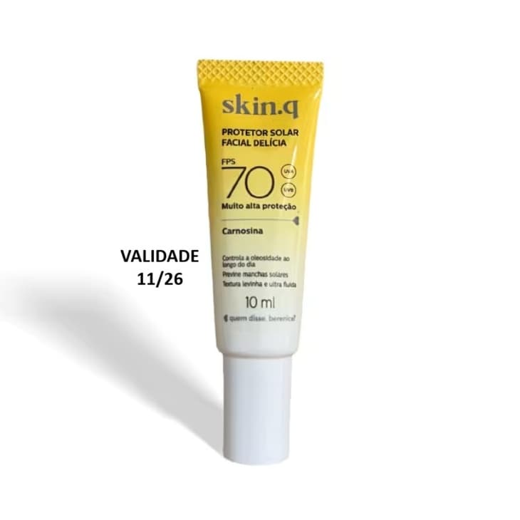 QUEM DISSE, BERENICE? Protetor Solar Facial Delícia FPS 70 skin.q 10ml MINI VIAGEM VENCE 11/26