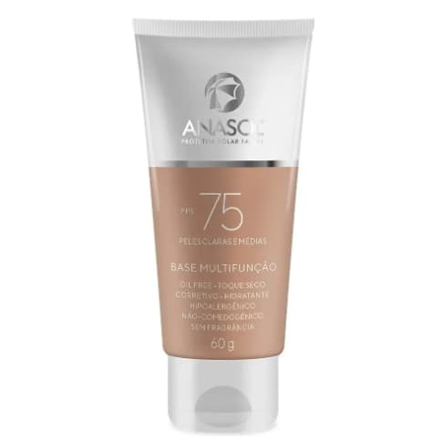 Protetor Solar Facial Anasol FPS 75 Base Multifunção Peles Claras Médias Corretivo Toque Seco 60g