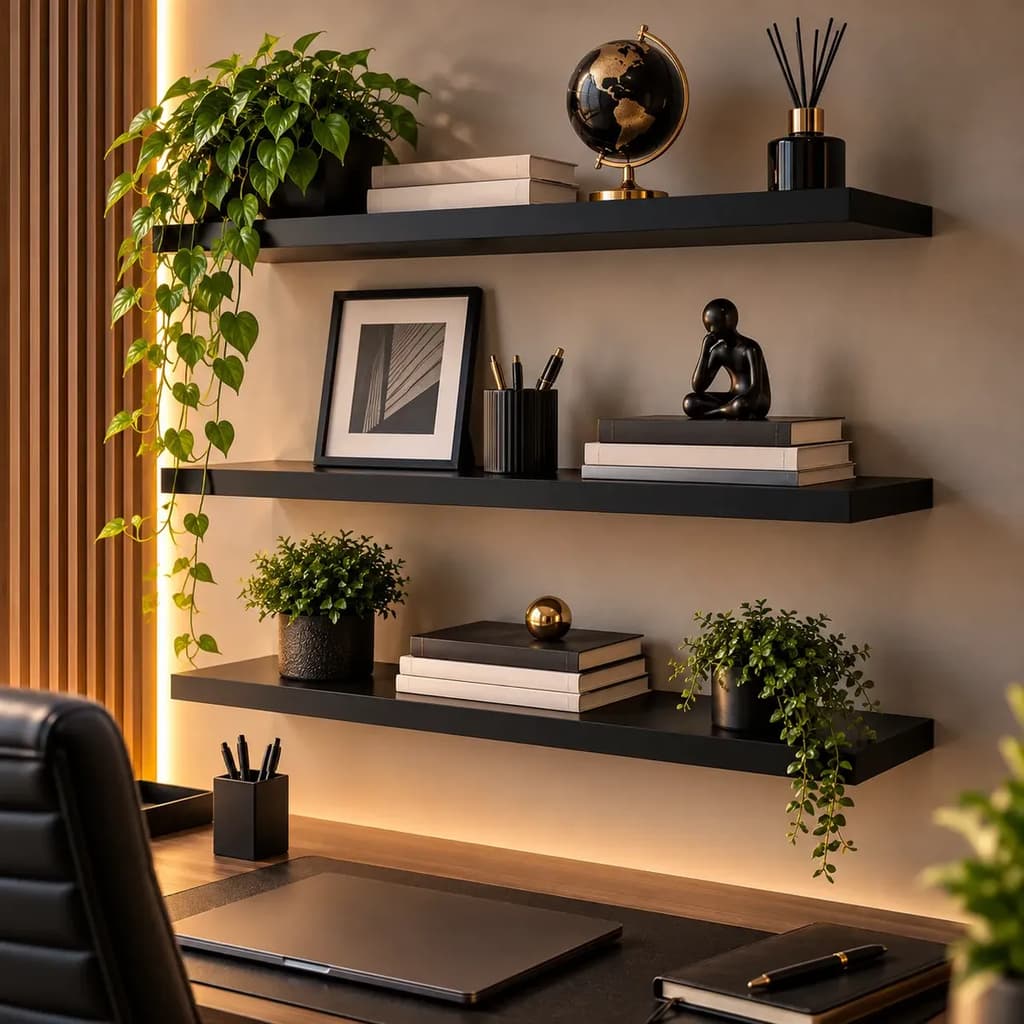 Kit 3 Prateleiras Mdf 60x20 Suporte Invisível Parede Quarto