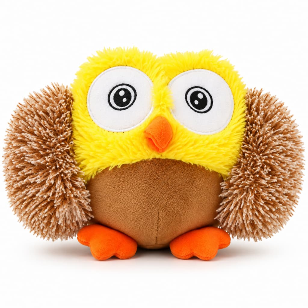 Brinquedo para Cães Pelúcia Coruja Amarela Macia com Apito Savana Pet
