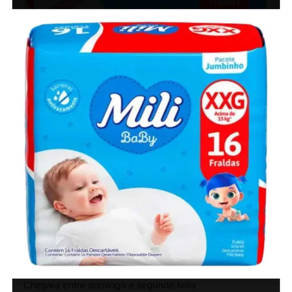 FRALDAS DESCARTÁVEIS MILI BABY PROMOÇÃO XXG C/16 UNID