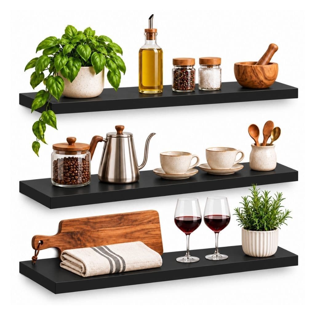 Kit 3 Prateleiras Suspensas de Parede Suporte Invisível 60x20 cm | Decoração e Organização