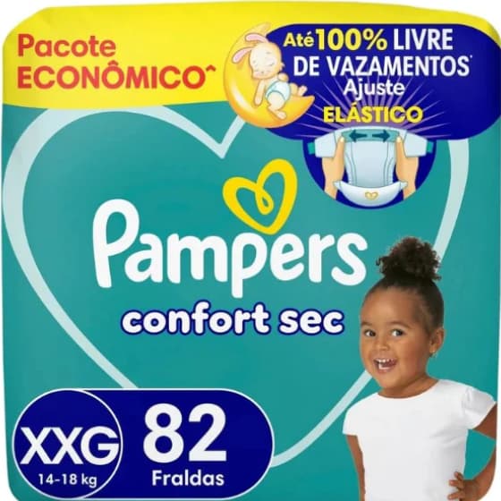 Fraldas Pampers Confort Sec XXG 82 unidades
