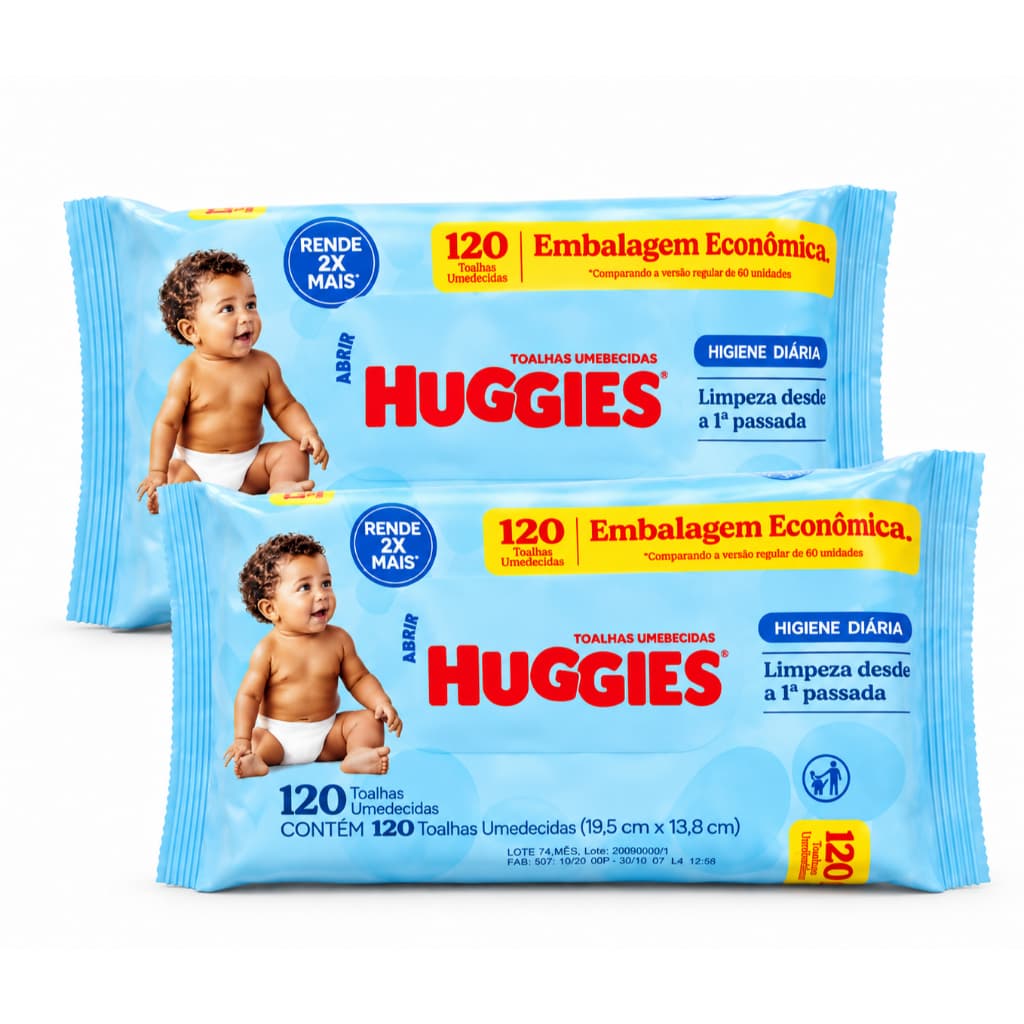 Kit 2 Lenços Umedecidos Huggies 120 Unidades Cada