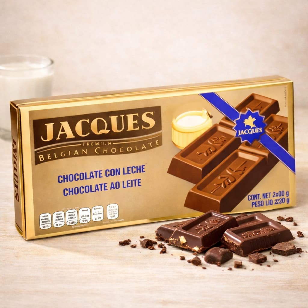 Barra de Chocolate Belga Gourmet Jacques Ao Leite 200g - Importado Premium