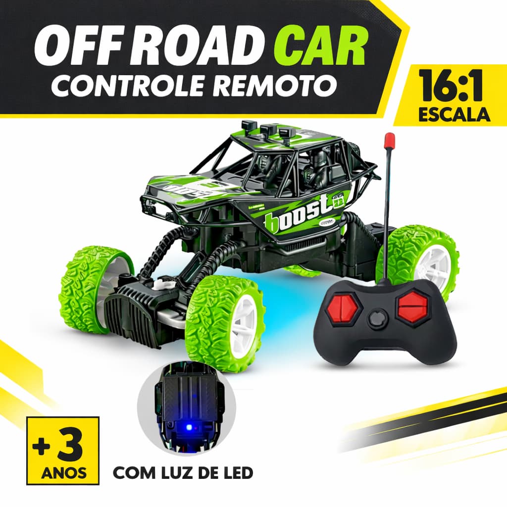 Carrinho de Controle Remoto Pickup 4x4 Off Road Infantil – Super Resistente com 7 Funções