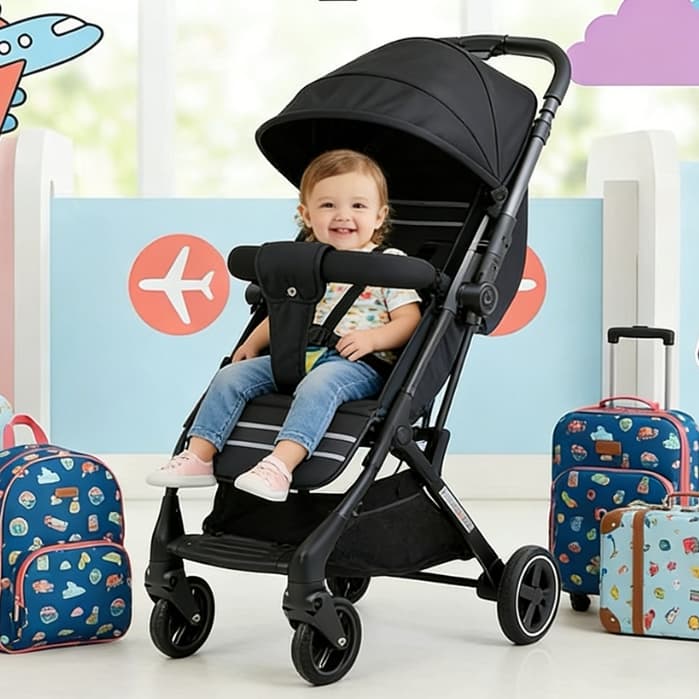 Carrinho de Bebê Passeio Reversível Com Estrutura Compacto Leve e Assento Dobrável Reclinável 20kg