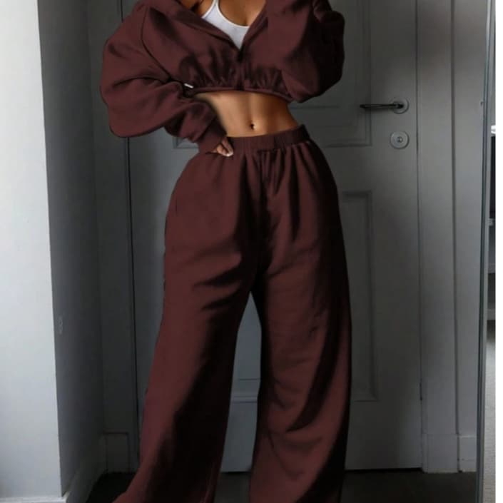 Conjunto Calça e Jaqueta Moletom Com Ziper, Estiloso Para O Inverno, Moda Gringa 2026, Casual E Despojado
