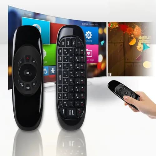 Mini Controle Air Mouse Sem Fio 2.4G Teclado QWERTY com USB Receptor para Smart TV Android PC Notebook Projetor
