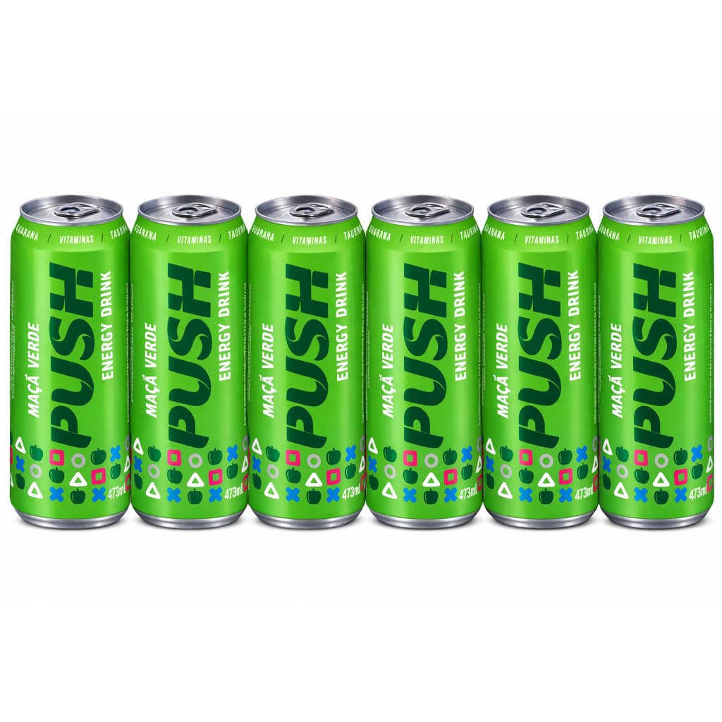 Energético Push Maçã Verde Poty lata 473ml - 6 Unds