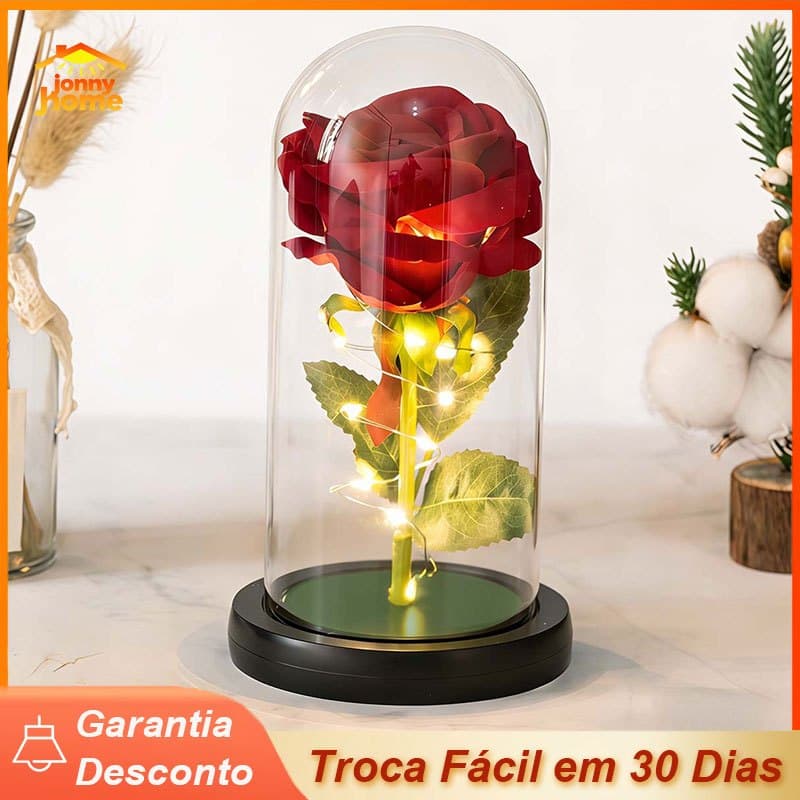 Luminária Mesa Rosas Encantada Led Decoração Presente Amor Rosa Vermelha