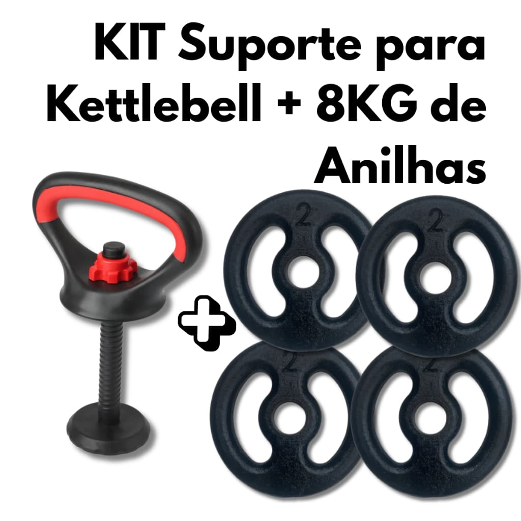 KIT Suporte para Kettlebell + 8KG Equipamento para Exercícios Musculação e Treino em Casa