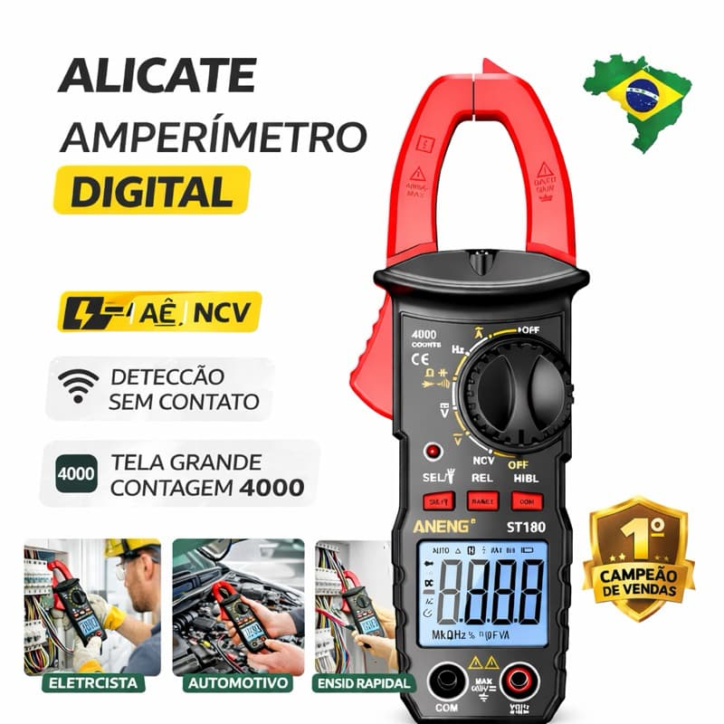 Alicate Amperimetro Digital Aneng e fs66a400A 600v  Corrente Alternada AC Tensão Alternada E Continua AC DC