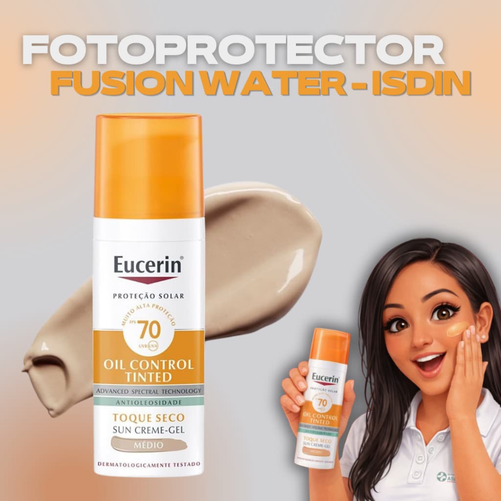 Protetor Solar Facial Eucerin Oil Control Tinted Protetor Solar Facial Médio FPS70 50g