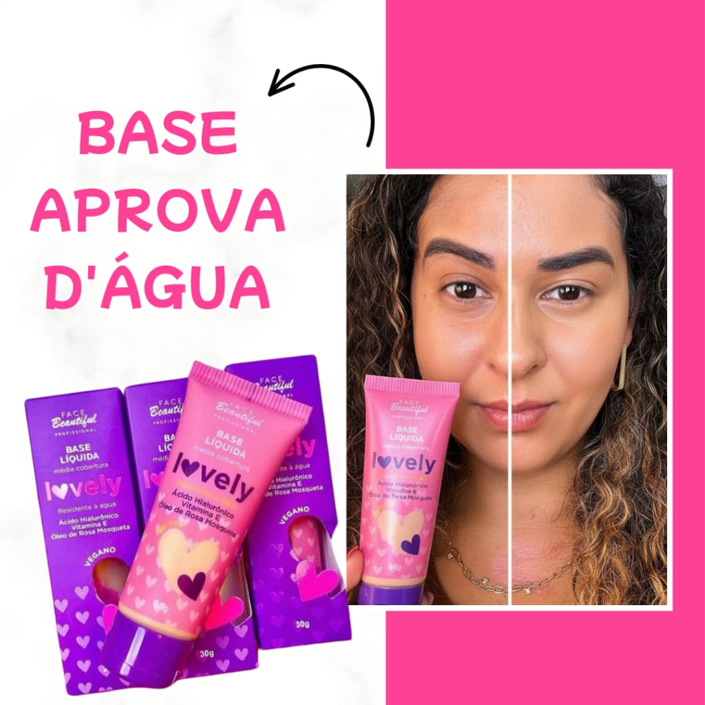 Base Líquida Média Cobertura Lovely by Face Beautiful 30g