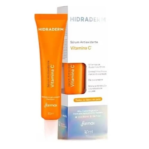 Serum vitamina C Hidraderm Farmax antissinais hidratante oil free sem óleo 30mL ácido hialurônico