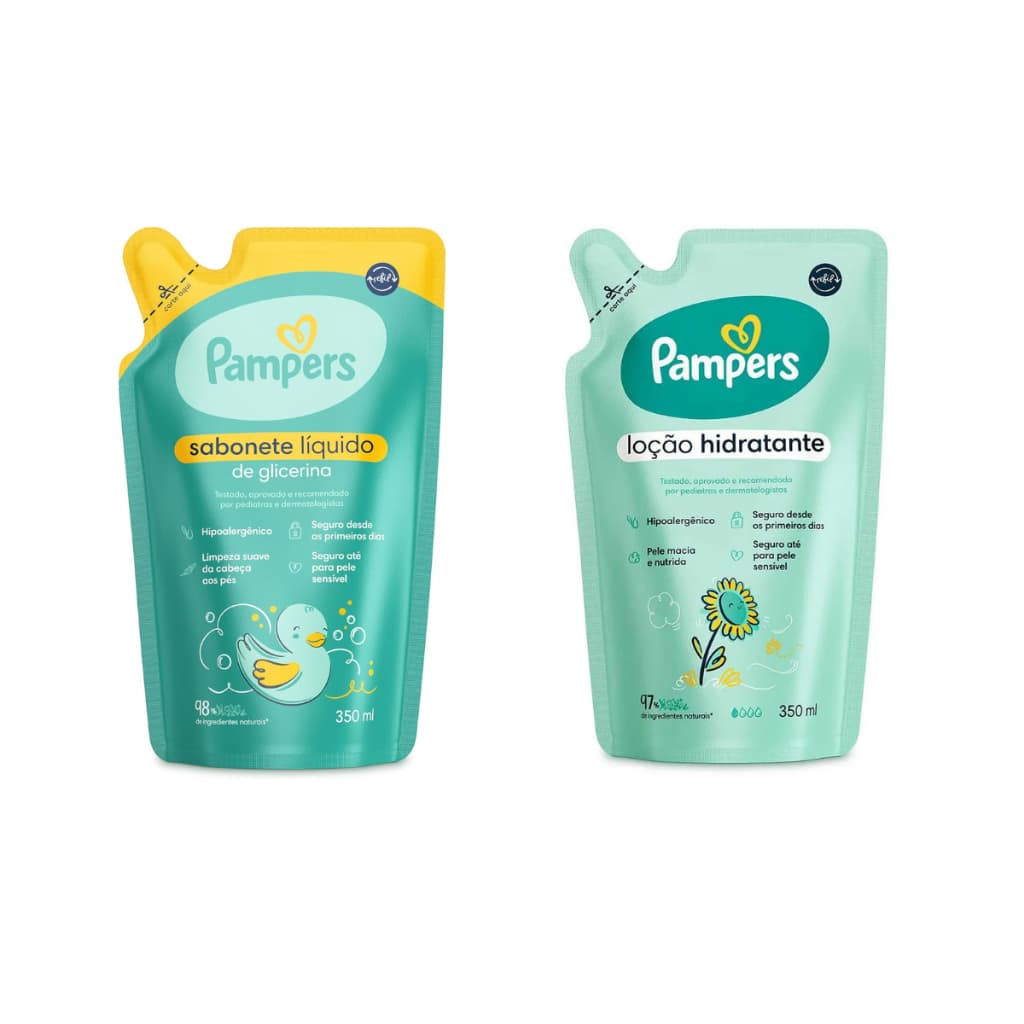 Sabonete / Hidratante /Shampoo Líquido Refil 350ml  Pampers