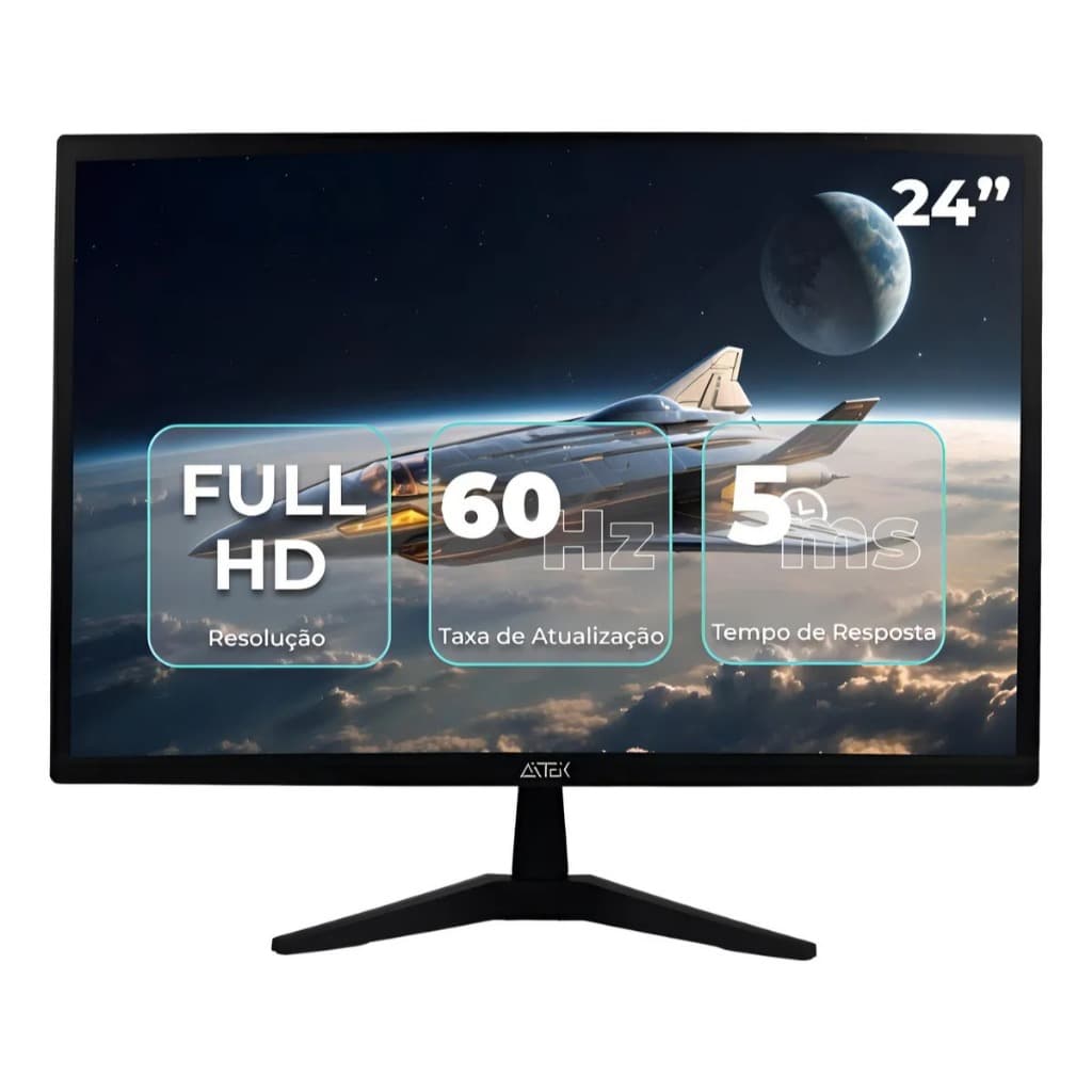 Monitor Gamer Aitek AMO-1024LITE 23.6" Pol Led Fhd Escritório Home Office 60hz 5ms Hdmi