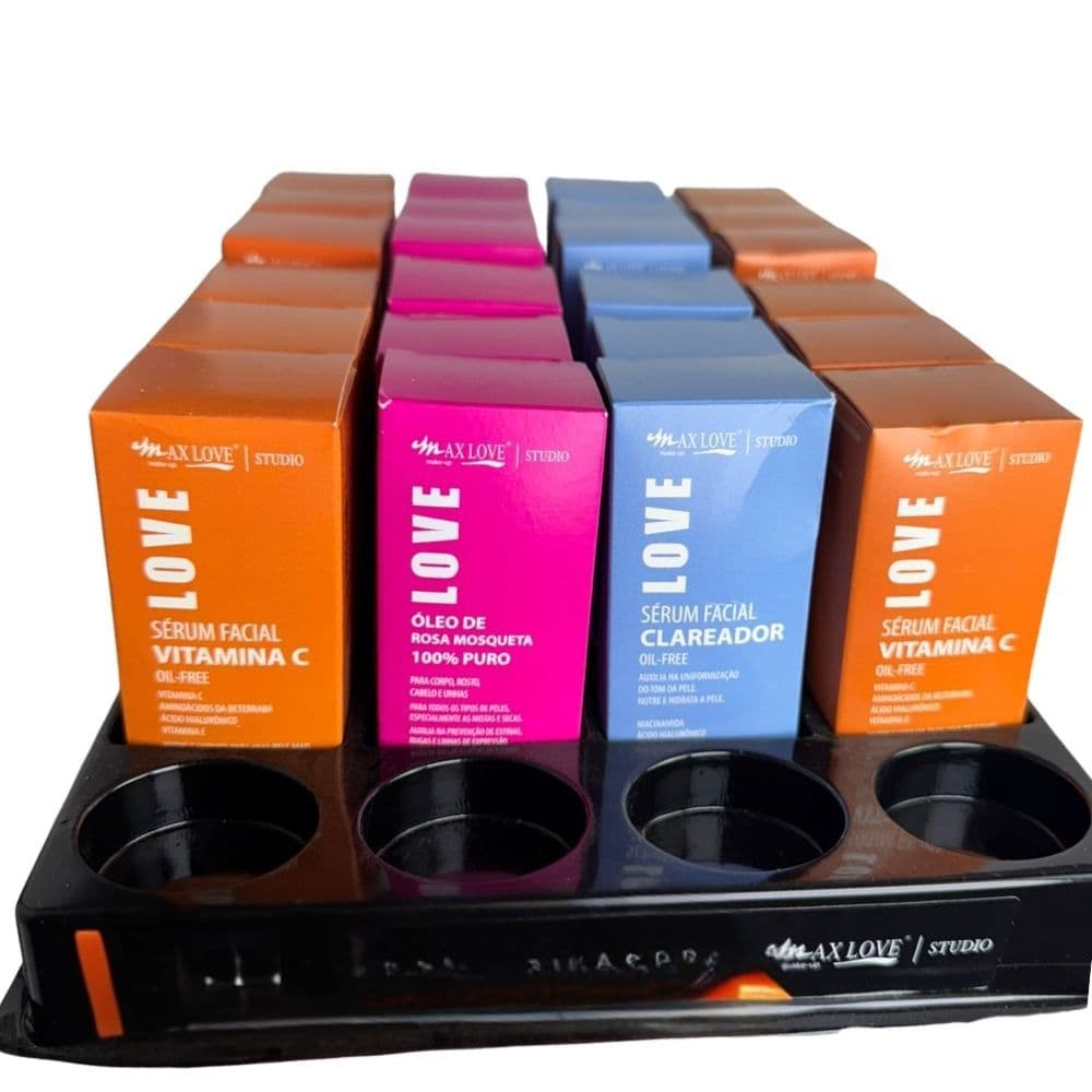 Box Trio Facial Max Love – Vitamina C + Rosa Mosqueta + Clareador (24 Unidades)