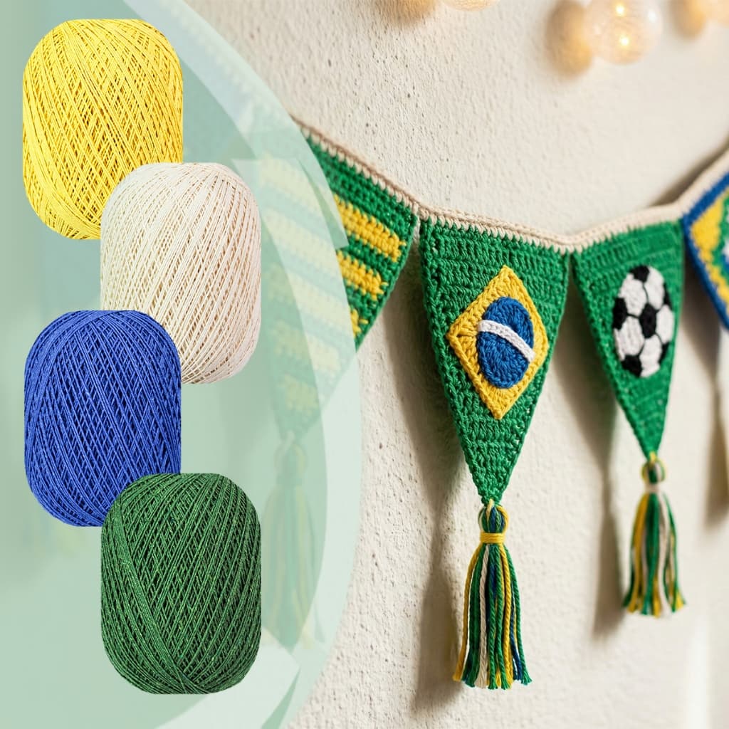 Fio Para Crochê Barbante Cores do Brasil Malu 8/4 Tex 295 Bandeira Artesanato Copa Do Mundo 2026