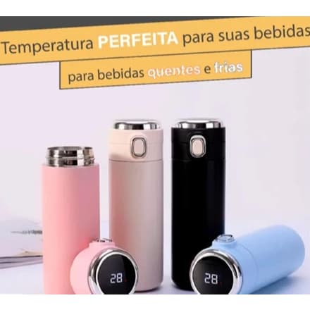 Garrafa Térmica Inox 420ml com Indicador de Temperatura Digital, De Inox 420 Ml ,Termômetro Digital.