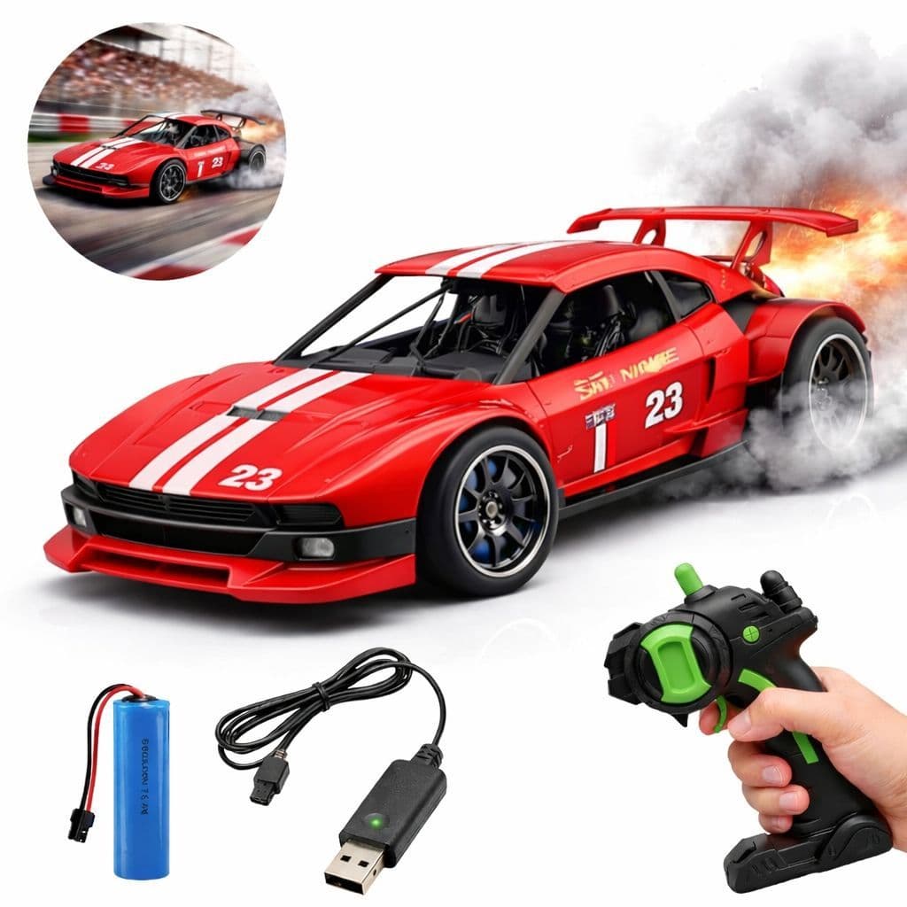 Carrinho Controle Remoto Recarregável Drift Solta Fumaça Com Luz Corrida envio rapido