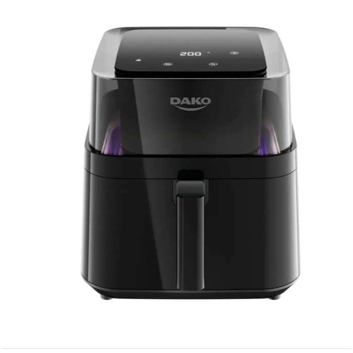 Air Fryer 360º 6 Litros Preta com Visor Transparente e Painel Digital Dako