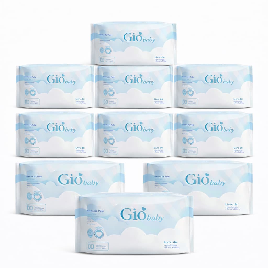 Kit 10 Toalhas Umedecidas Gio Baby 100 Folhas Hipoalergênicas