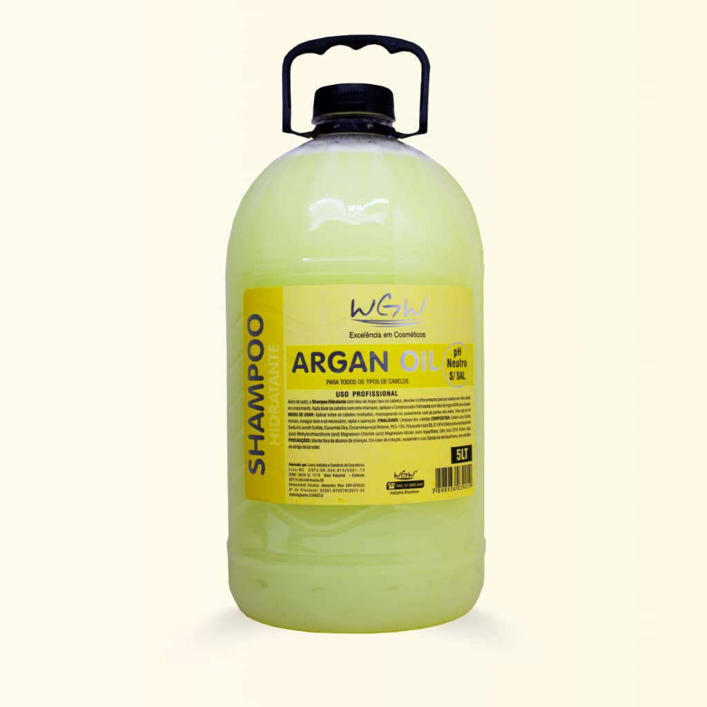 Shampoo Argan Profissional Sem Sal 5L Lanzy Hidratante Nutritivo Brilho Maciez Óleo de Argan Galão Shampoo 5 Litros Salã