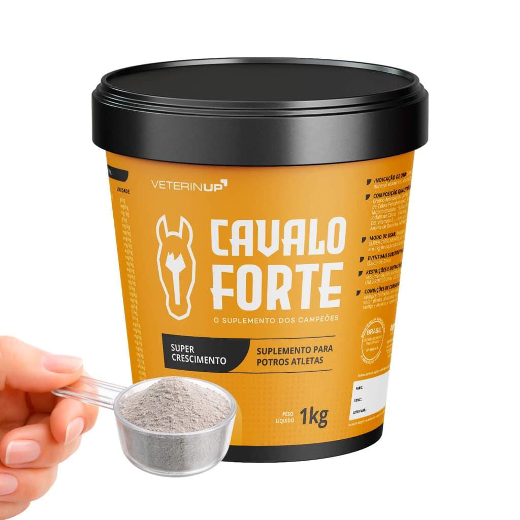 Suplemento Cavalo Forte Super Crescimento 1kg Suplemento para Potros com 4x Mais Lisina, Ômega 3, Vitaminas e Minerais