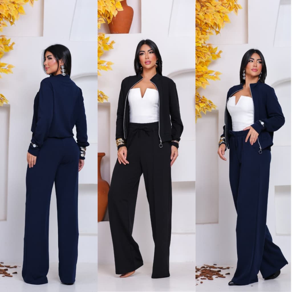 Conjunto Feminino Calça Pantalona Moletinho Moletom Manga longa De Frio Feminina Trabalho Social Passeio Inverno Outono