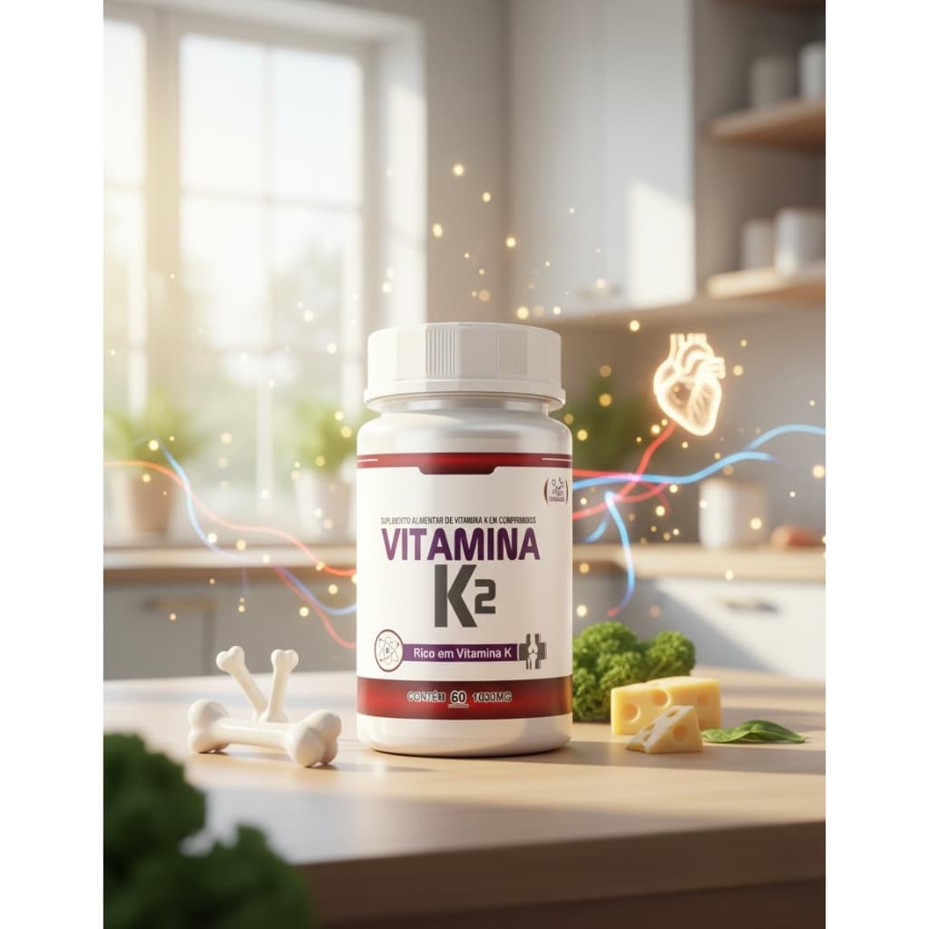 Vitamina K2 60 Cápsulas Suplemento para Ossos Fortes Saúde Cardiovascular