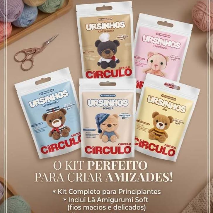 Kit Amigurumi Ursinhos Coleção Completa Círculo Crochê